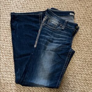 BKE Women's Boot Cut Jeans - Dark Blue